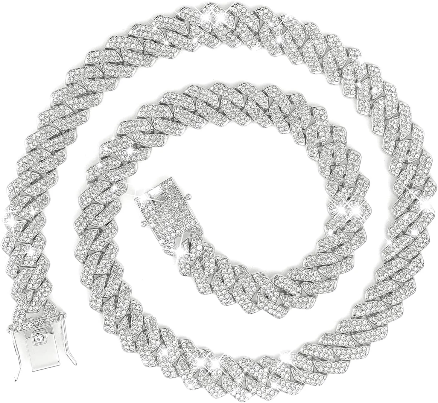 Cuban Chain Necklaces Silver/Gold Cuban Link Chains Mens Iced Out Miami Bling Diamond Hip Hop Jewelry for Women