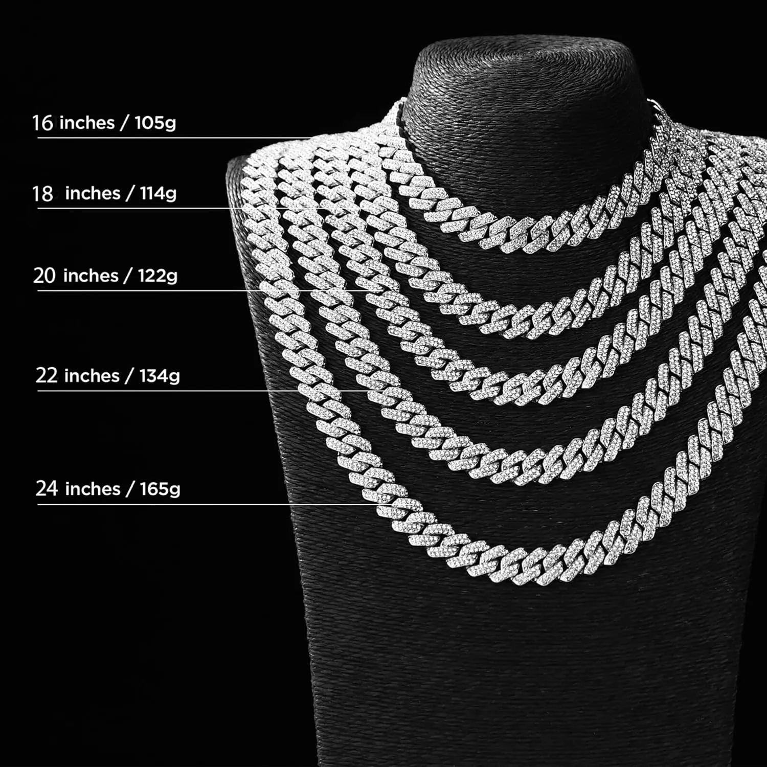 Cuban Chain Necklaces Silver/Gold Cuban Link Chains Mens Iced Out Miami Bling Diamond Hip Hop Jewelry for Women
