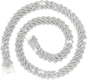 Cuban Chain Necklaces Silver/Gold Cuban Link Chains Mens Iced Out Miami Bling Diamond Hip Hop Jewelry for Women
