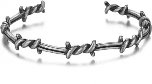 Cuff Bracelets for Men Women Gifts Barbed Wire Bracelet Bangle Thorn Line Geometric Twisted Titanium Steel Open Cuff Twist Bracelet Jewelry Bangles