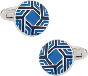 Cuff-Daddy Refined Kaleidoscope Blue Enamel Cufflinks with Presentation Box