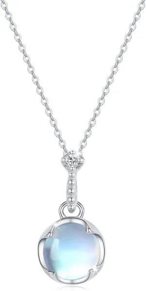 CUOKA MIRACLE Moonstone Necklace Choker for Women - 925 Sterling Silver Simple Elegant Rainbow Synthetic Moonstone Jewelry - Birthday Gift