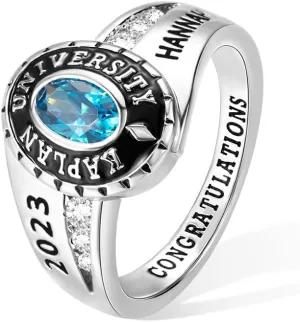 Custom High School Class Rings 925 Sterling Silver/Brass Personalized University Graduation Ring For Women College Rings Gifts For Daughter Girlfriends Her