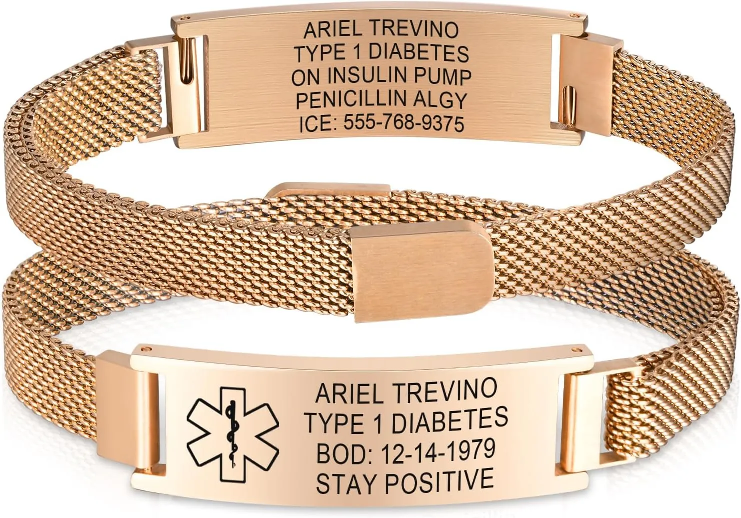Custom Medical Bracelets for Women Men : Personalized Medical ID Emergency Bracelet Free Engraved Adjustable Stylish Stainless Steel Wristband Life Alert Gifts for Diabetics Asthma Blood Thinner