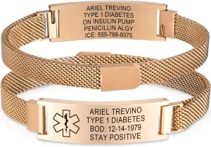 Custom Medical Bracelets for Women Men : Personalized Medical ID Emergency Bracelet Free Engraved Adjustable Stylish Stainless Steel Wristband Life Alert Gifts for Diabetics Asthma Blood Thinner