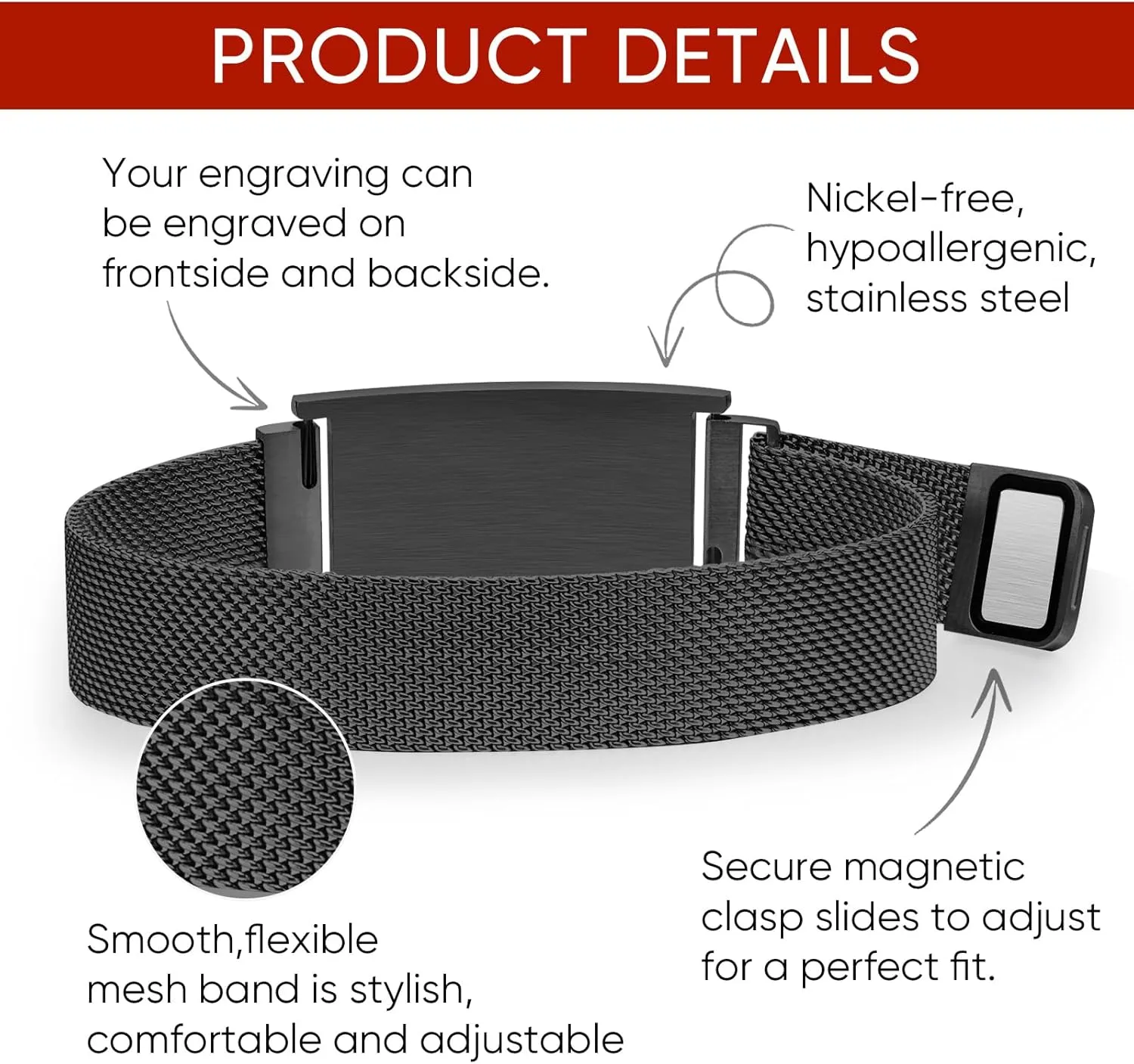 Custom Medical Bracelets for Women Men : Personalized Medical ID Emergency Bracelet Free Engraved Adjustable Stylish Stainless Steel Wristband Life Alert Gifts for Diabetics Asthma Blood Thinner