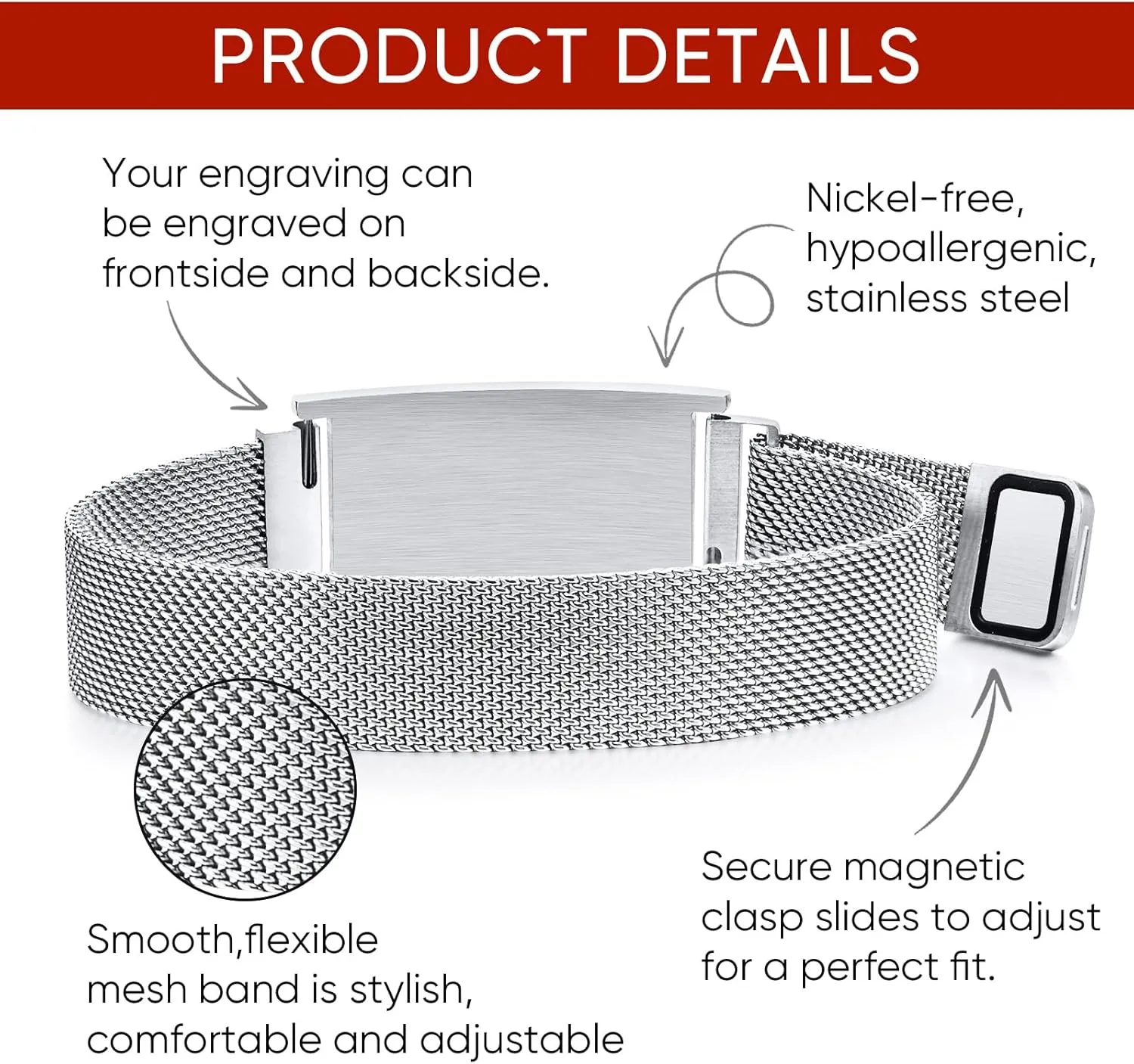 Custom Medical Bracelets for Women Men : Personalized Medical ID Emergency Bracelet Free Engraved Adjustable Stylish Stainless Steel Wristband Life Alert Gifts for Diabetics Asthma Blood Thinner