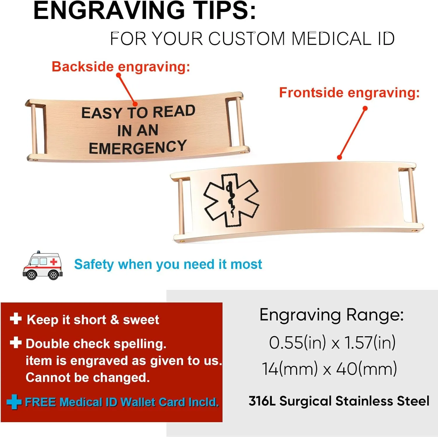 Custom Medical Bracelets for Women Men : Personalized Medical ID Emergency Bracelet Free Engraved Adjustable Stylish Stainless Steel Wristband Life Alert Gifts for Diabetics Asthma Blood Thinner