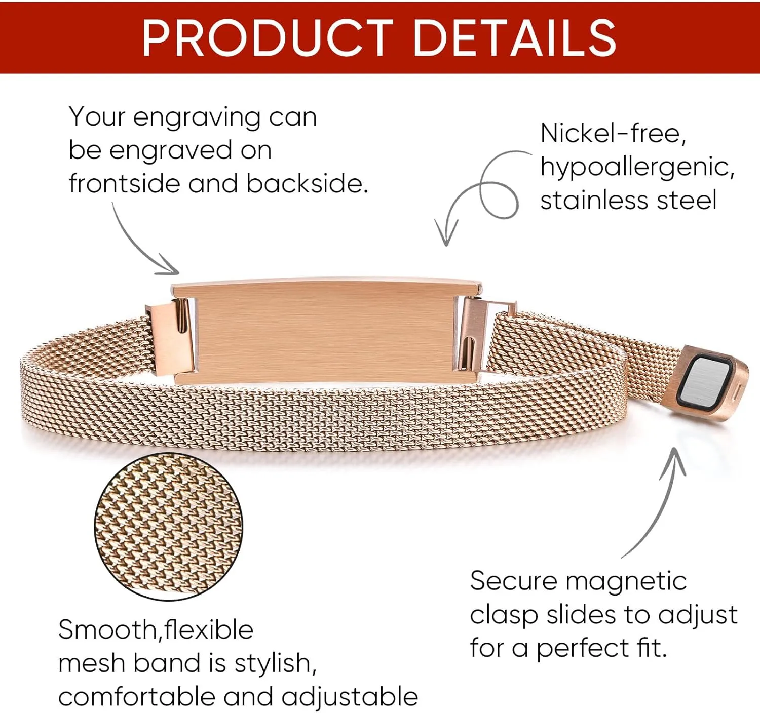 Custom Medical Bracelets for Women Men : Personalized Medical ID Emergency Bracelet Free Engraved Adjustable Stylish Stainless Steel Wristband Life Alert Gifts for Diabetics Asthma Blood Thinner
