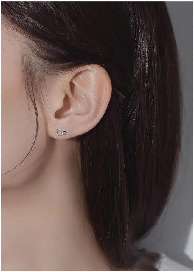 Cute Angel Wing Animals Cartilage Tiny Barbell Stud Earrings for Women 925 Sterling Silver 20g Screw Back Dainty Mini Hypoallergenic Conch Tragus Helix Studs Christmas New Year Birthday Gifts