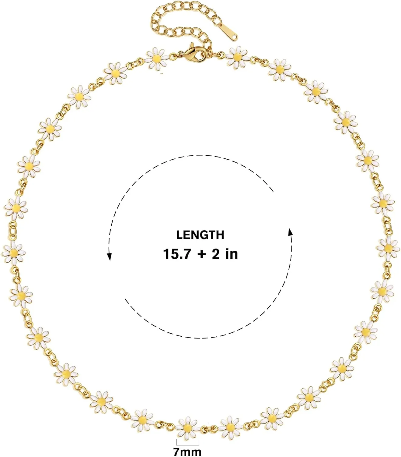 Cute Flower Necklace for Women 18K Gold Plated Dainty Daisy Flower Pearl Choker Necklace for Women