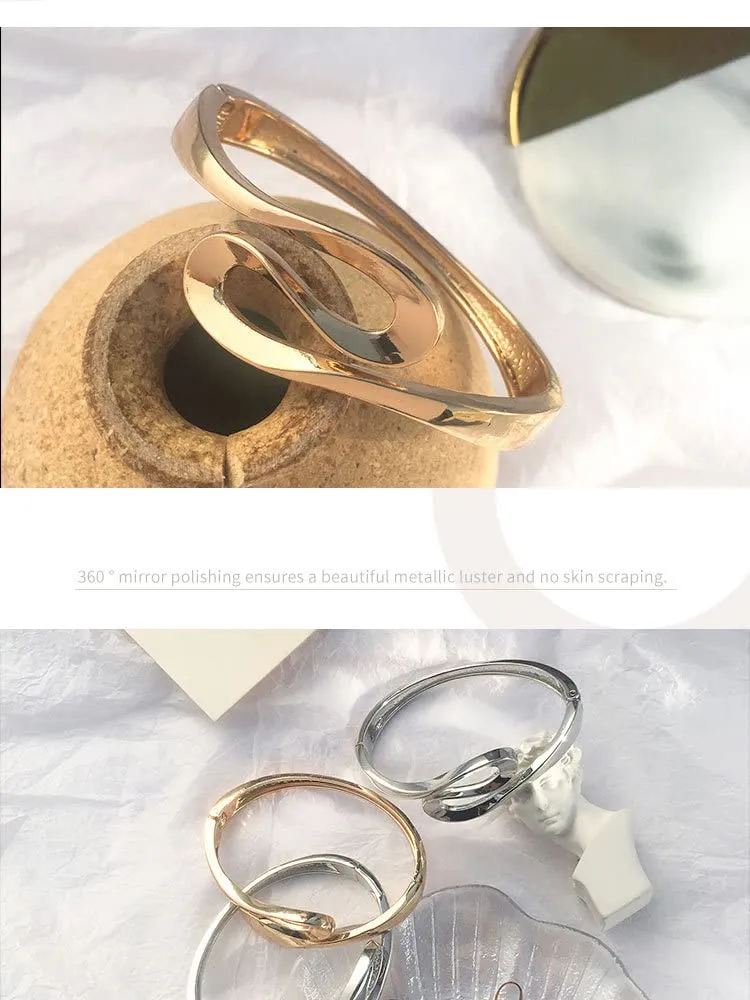 Dainty 14K Gold Plated Bangle Bracelet for Women Classical Twisted Cuff Bracelet Stackable Rosegold Bangle Stylish Friendship Bracelet High Polish Comfot Fit Bangle Bracelet for Mom Wife Daughter