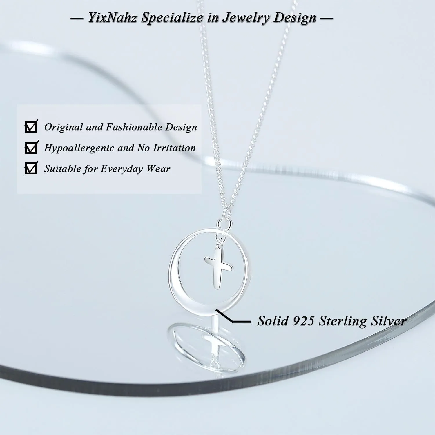 Dainty 925 Sterling Silver Cross Necklace for Women, Trendy Womens Cross Necklace for Girls Simple Silver Pendant Link Chains for Teen Girls Birthday Jewelry Gifts