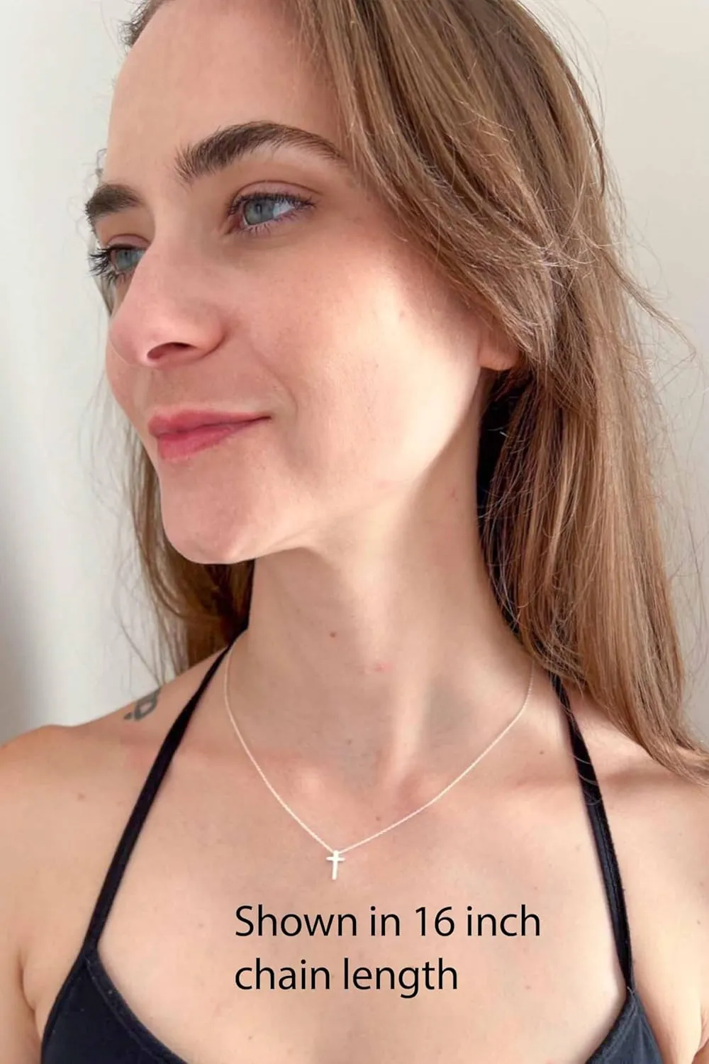 Dainty Cross Necklace for Women, 925 Sterling Silver Tiny Cross Pendant, Christian Small Simple Baptism, Confirmation, Graduation Gift, Austin Down to Earth (Petite Cross, 16-18 inch adj length)