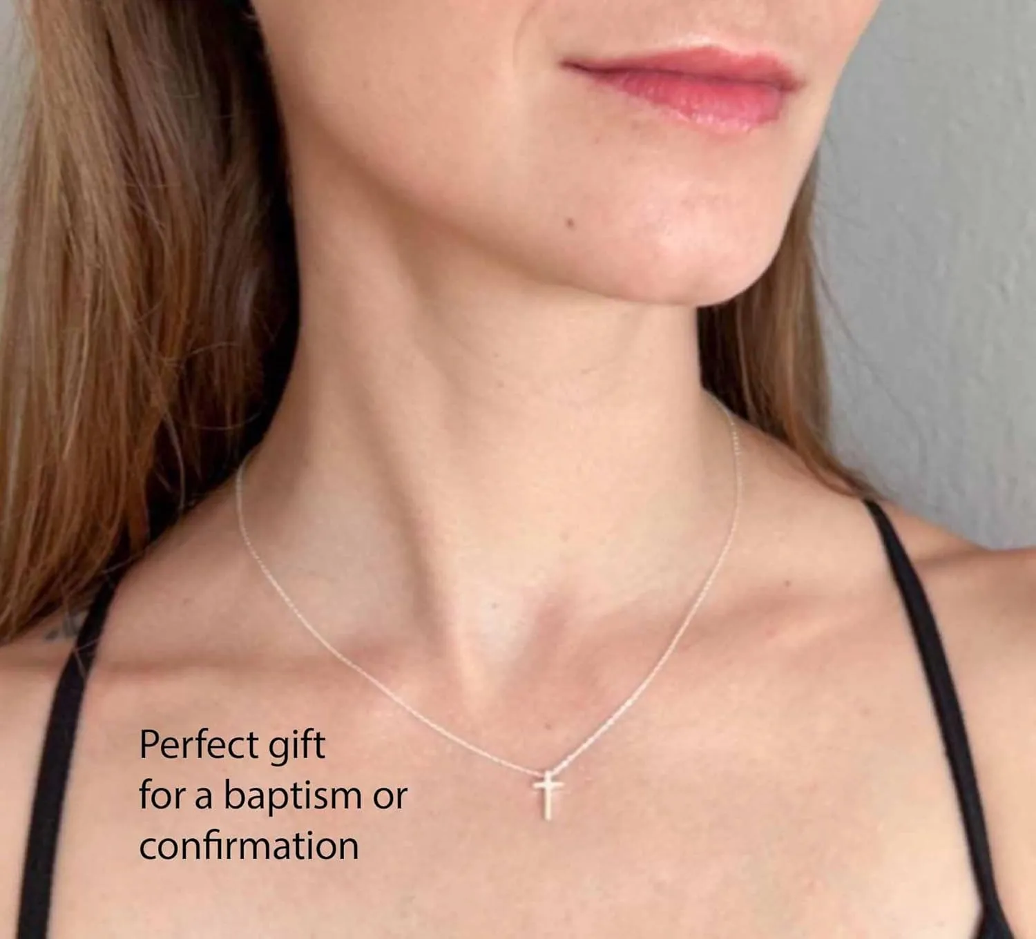 Dainty Cross Necklace for Women, 925 Sterling Silver Tiny Cross Pendant, Christian Small Simple Baptism, Confirmation, Graduation Gift, Austin Down to Earth (Petite Cross, 16-18 inch adj length)