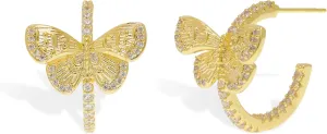 Dainty Gold Butterfly Hoop Earrings for Women, Trendy Hypoallergenic Simple Hoops Spring Easter Prom Fashion Jewelry Gift