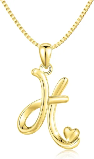 Dainty Gold Heart Initial Necklaces for Women Trendy: Cute Name Letter Necklace Personalized 14K Gold Plated Pendant Necklace for Women Simple Waterproof Non Tarnish Womens Jewelry A-Z