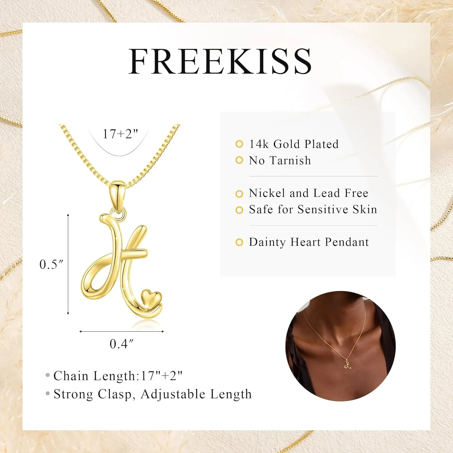 Dainty Gold Heart Initial Necklaces for Women Trendy: Cute Name Letter Necklace Personalized 14K Gold Plated Pendant Necklace for Women Simple Waterproof Non Tarnish Womens Jewelry A-Z