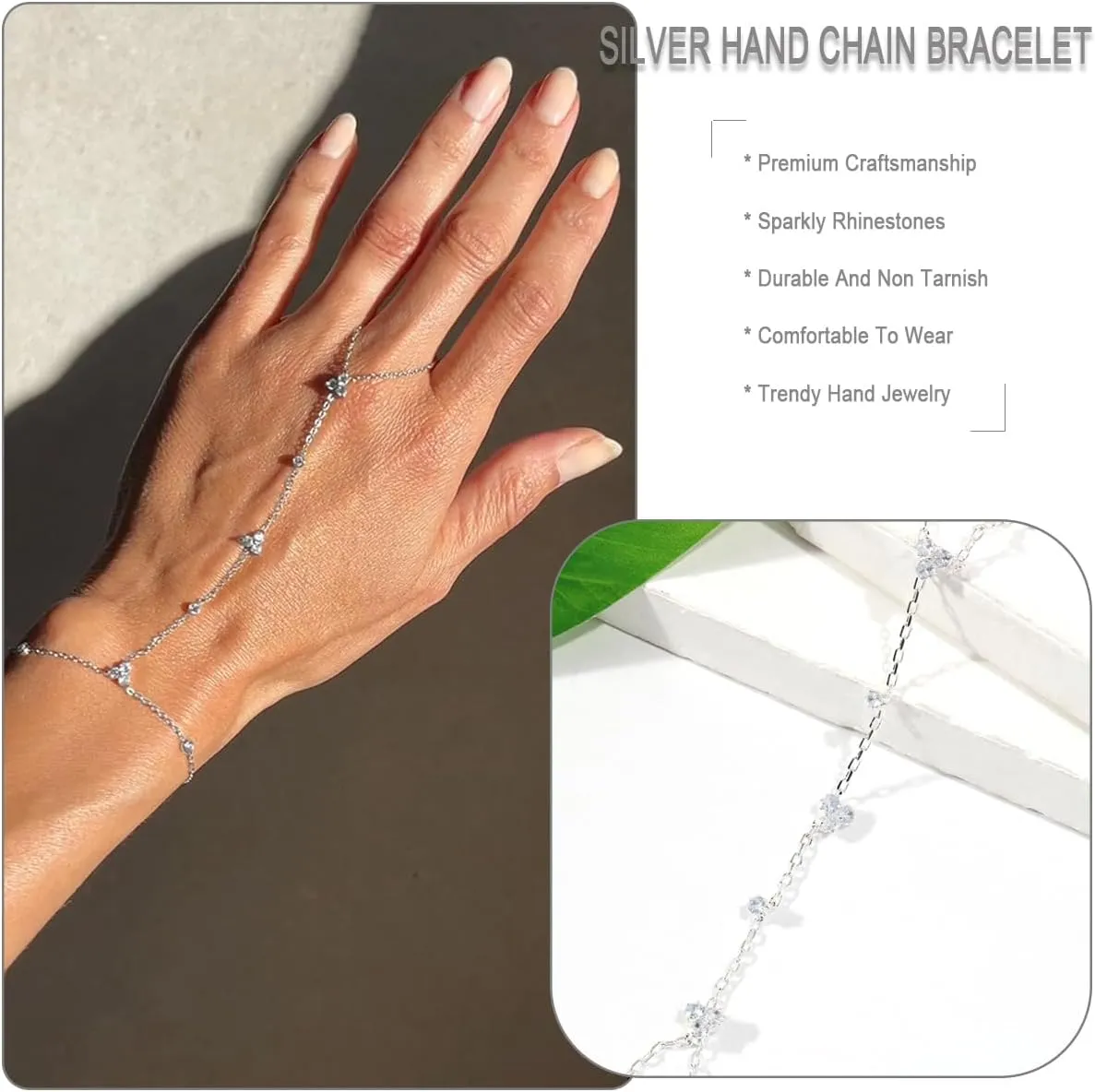 Dainty Star Hand Chain Bracelet Boho Finger Ring Jewelry Gold Bracelets For Women Non Tarnish Bangle
