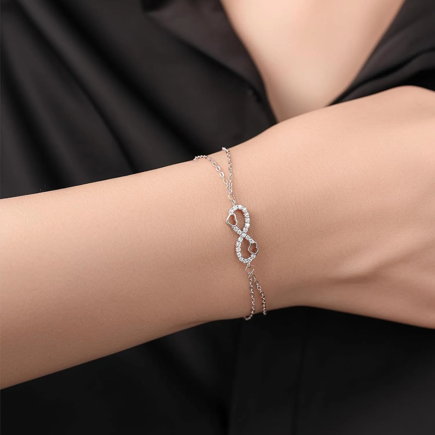 Daughter Bracelets from Mom,925 Sterling Silver Infinity Bracelet for Daughter from Dad, Mother Daughter Bracelets with Message Card, Birthday Gift, Gift for Chrismas Mother's Day