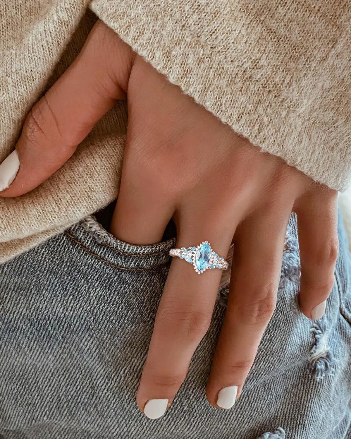 DAYBYDAY Butterfly Birthstone Rings for Women, 925 Sterling Silver Created Gemstone 5A Cubic Zirconia Cushion/Marquise Engagement Ring, 2ct Halo Promise Rings for Her Anniversary Wedding Jewerly