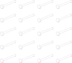 D.Bella 18g Clear Nose Studs Plastic Nose Ring for Work Surgery Flexible Nose Retainer Bioflex Nose Rings Studs Piercing Retainer Bone Shape Flat Top