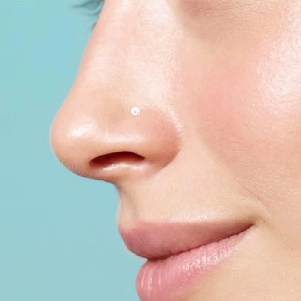 D.Bella 18g Clear Nose Studs Plastic Nose Ring for Work Surgery Flexible Nose Retainer Bioflex Nose Rings Studs Piercing Retainer Bone Shape Flat Top