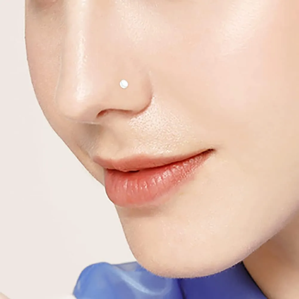 D.Bella 18g Clear Nose Studs Plastic Nose Ring for Work Surgery Flexible Nose Retainer Bioflex Nose Rings Studs Piercing Retainer Bone Shape Flat Top