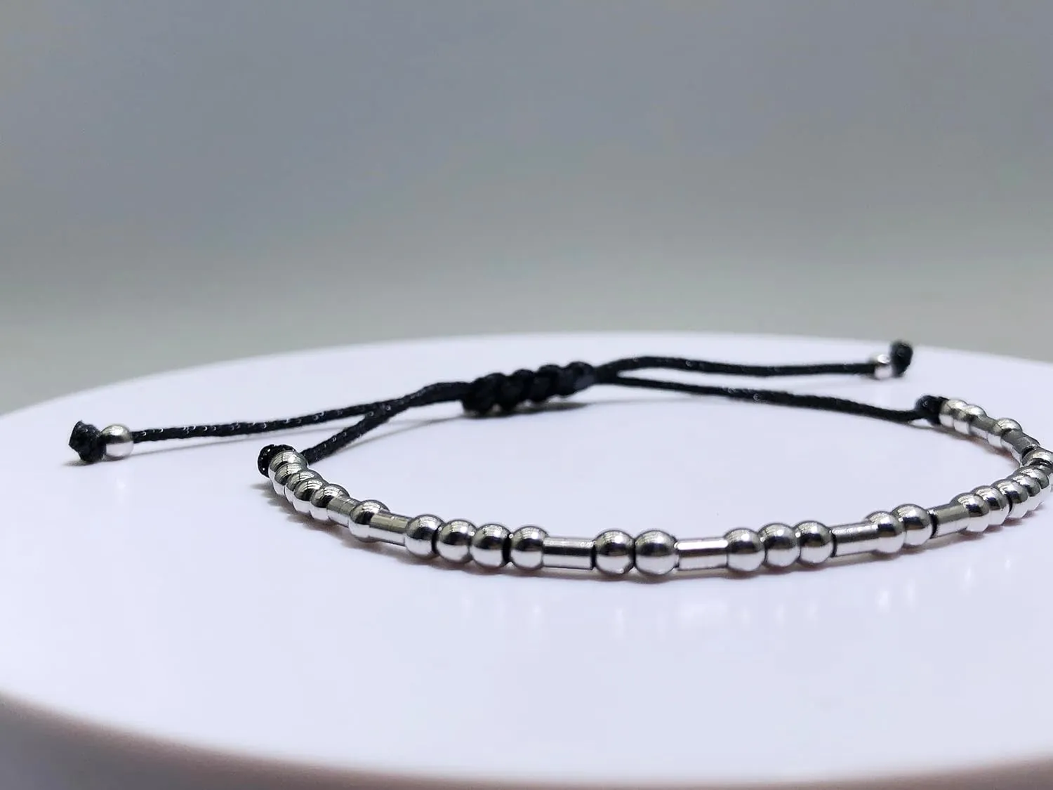 Dczosily Inspirational Morse Code Bracelets for Women Stainless Steel Jewelry Personalized Gifts for Best Friend Daughter Sister Friendship Adjustable String Beaded Bangles