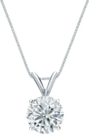 Diamond Wish 14k White Gold Round Solitaire Diamond Pendant Necklace (1/5cttw, J-K, I1-I2) 4-Prong Basket, 18-inch Box Chain
