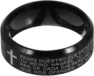 Didiseaon Engraved Biblical Cross Ring for Men Stylish Prayer Ring Hip Hop Faith and Commitment
