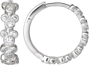 Disney Mickey Mouse Endless Hoop Earrings for Women Official License, Silver Flash-Plated Cubic Zirconia Mickey Earrings