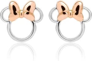 Disney Minnie Mouse Jewelry, Minnie Silhouette Stud Earrings, Two Tone, Sterling Silver