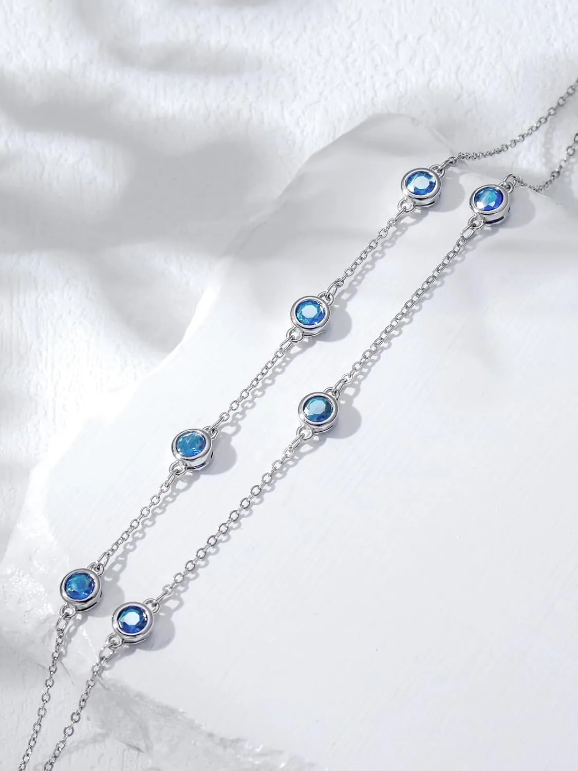 Dorunmo Birthstone Anklet Bracelets for Women 925 Sterling Silver Birthday Mother's Day Jewelry Gifts for Wife Mother Her