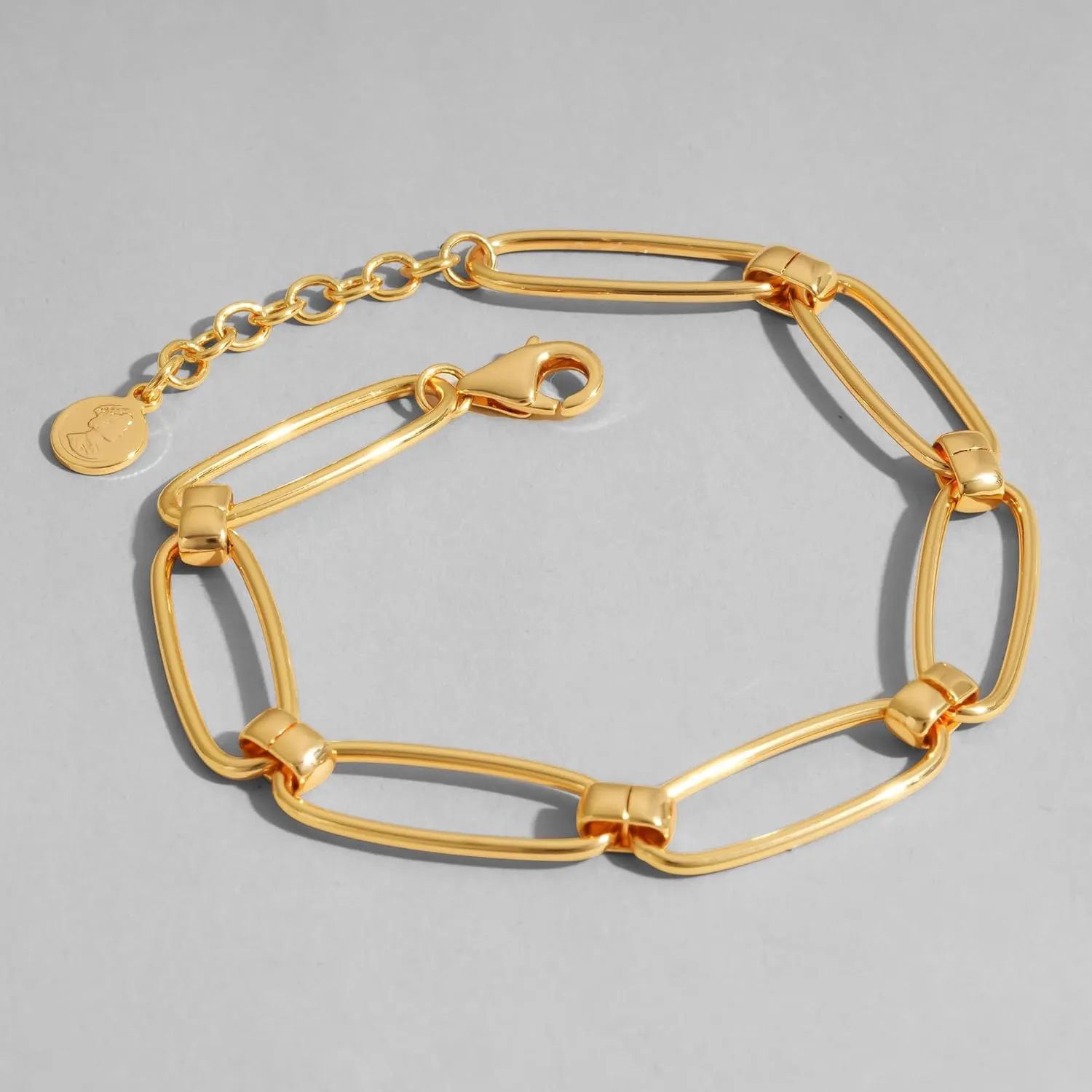 Dremmy Studios Gold Bracelet for Women 18K Gold Plated Dainty Paperclip Cubic Zirconia Disc Coin Star Cable Satellite Bead Pearl Simple Boho Minimalist Stacking Layered Link Jewelry Gift