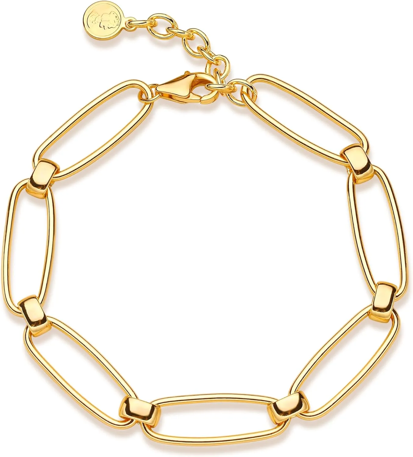 Dremmy Studios Gold Bracelet for Women 18K Gold Plated Dainty Paperclip Cubic Zirconia Disc Coin Star Cable Satellite Bead Pearl Simple Boho Minimalist Stacking Layered Link Jewelry Gift