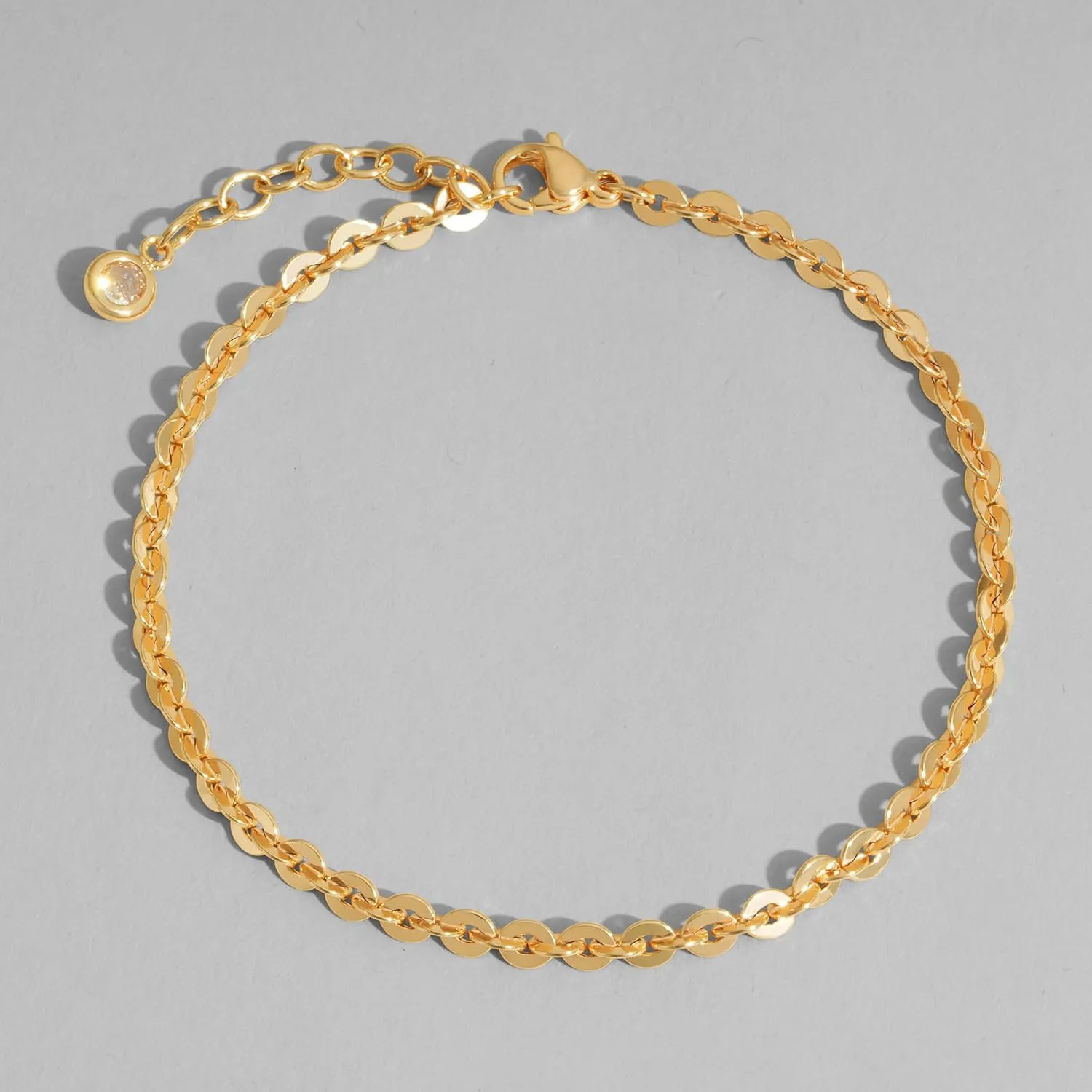 Dremmy Studios Gold Bracelet for Women 18K Gold Plated Dainty Paperclip Cubic Zirconia Disc Coin Star Cable Satellite Bead Pearl Simple Boho Minimalist Stacking Layered Link Jewelry Gift