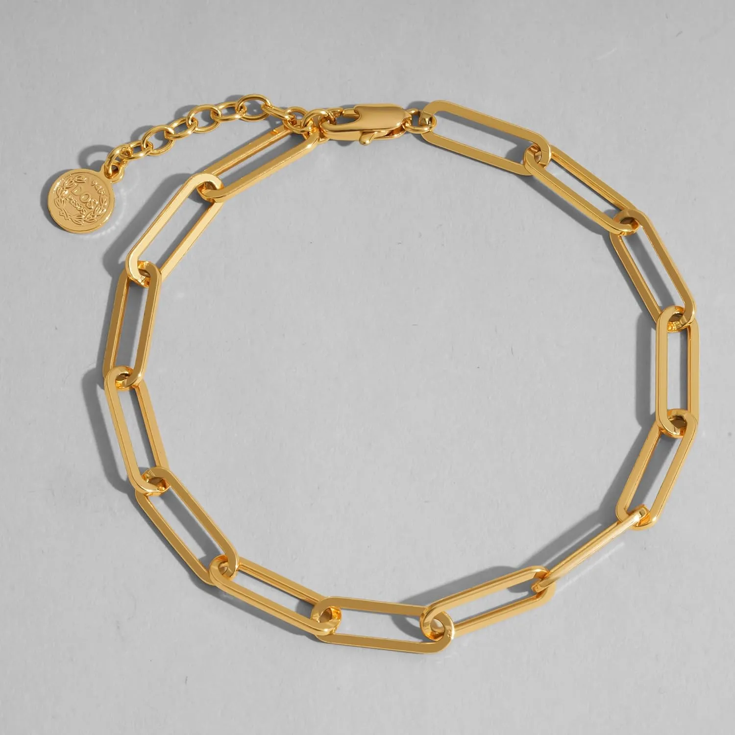 Dremmy Studios Gold Bracelet for Women 18K Gold Plated Dainty Paperclip Cubic Zirconia Disc Coin Star Cable Satellite Bead Pearl Simple Boho Minimalist Stacking Layered Link Jewelry Gift
