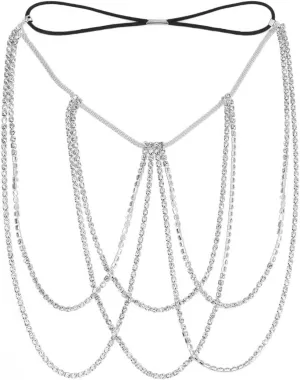 DRESBE Rhinestone Thigh Chain Jewelry Silver Leg Chains Body Accessories for Women