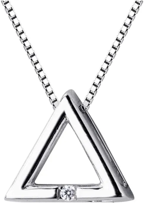 Dtja Triangle Pendant Necklace for Women 925 Sterling Silver Minimalist Geometric Cute Charms Link Chains Choker Necklaces Fashion Simple Jewelry for Best Friend