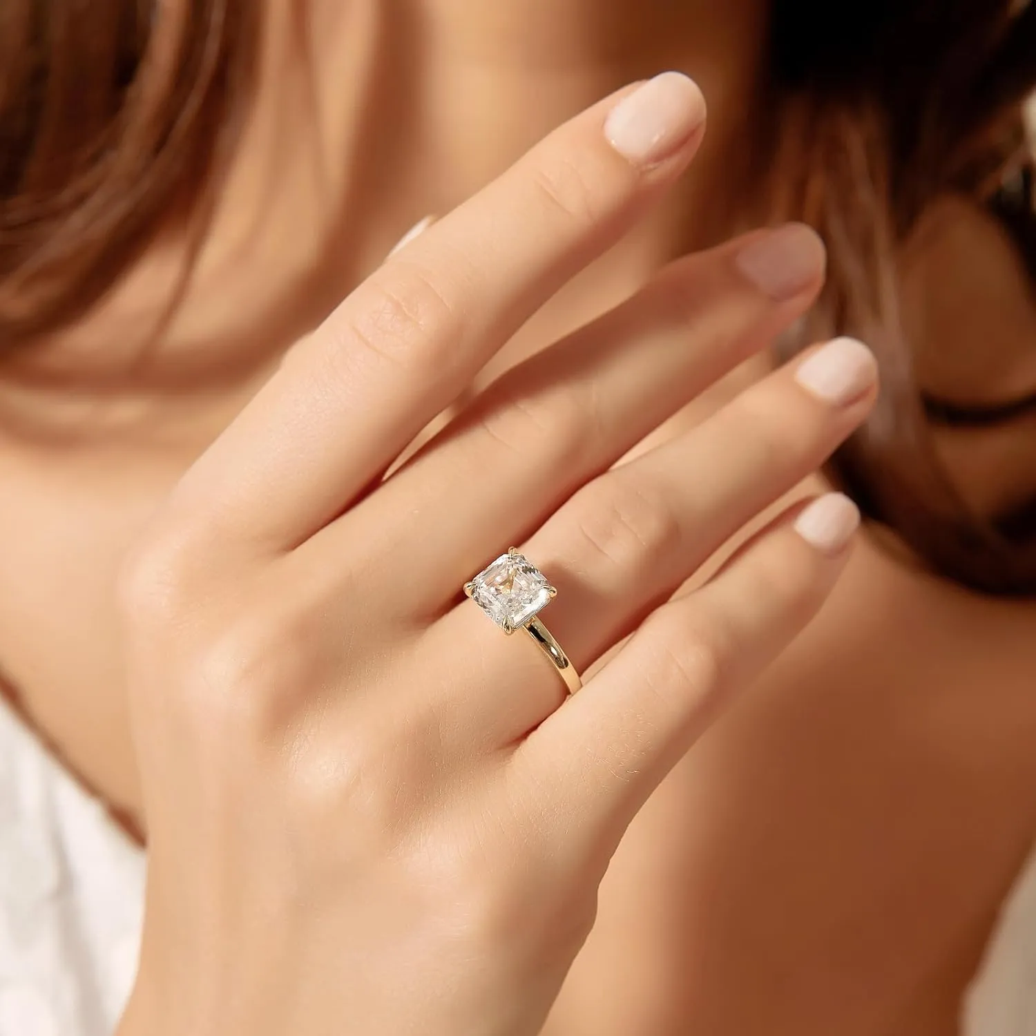 EAMTI 2.5CT Asscher Cut Engagement Rings for Women Cubic Zirconia CZ 925 Sterling Silver Wedding Rings for Her Solitaire Promise Wedding Bands Size 3-11