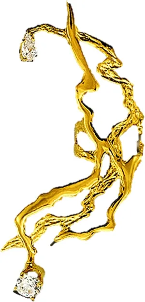 Ear Charms Striking 'Lightning Bolt' Double CZ Ear Cuff is a Non-Pierced Full Ear Earring Cuff in Gold Over Silver