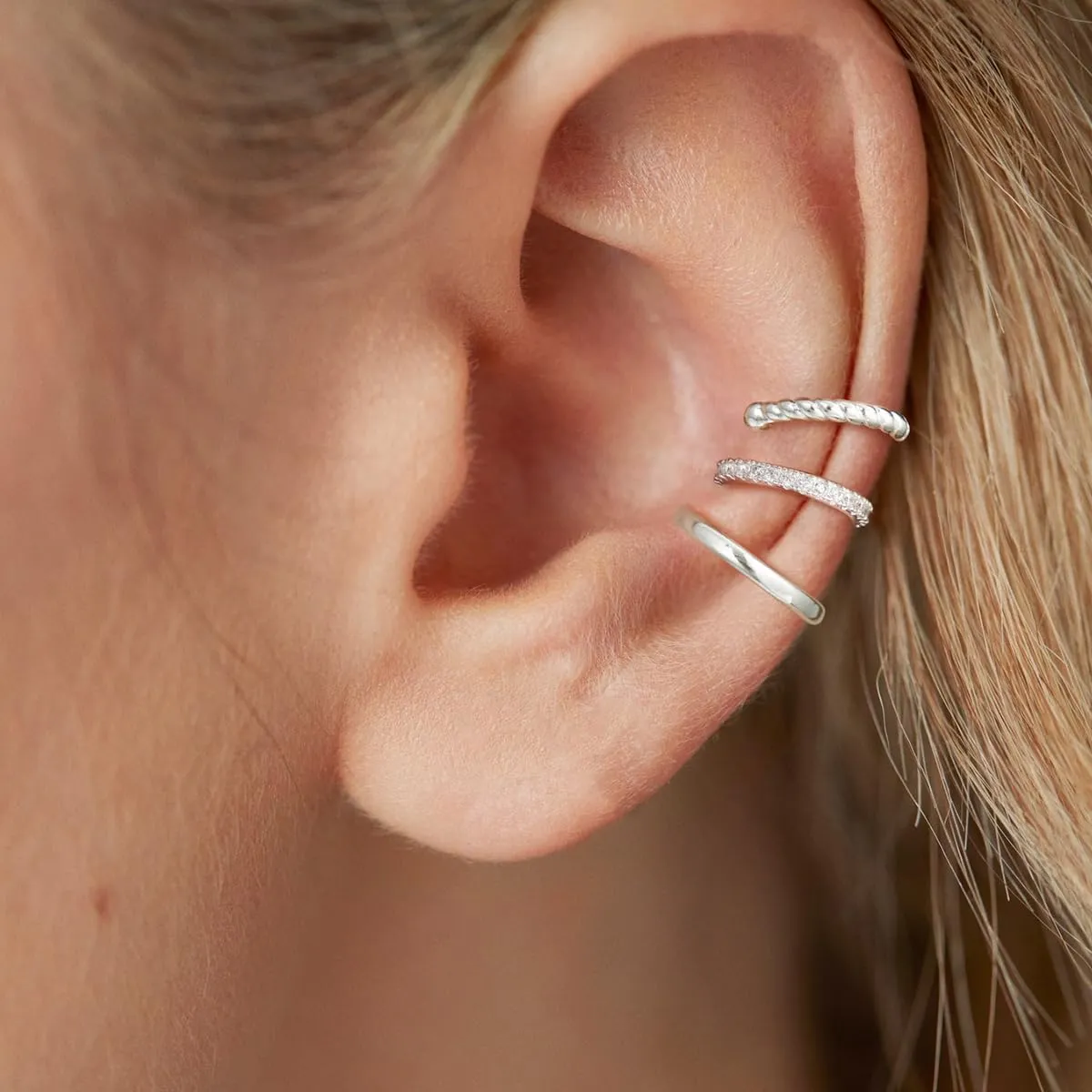 Ear Cuff Earrings for Women Non Piercing: 14k Gold/Silver Plated Clip on Earrings Stacks Fake Helix Cartilage Earrings Hypoallergenic Cubic Zirconia Cuff Chain Earrings for Non Pierced Ears