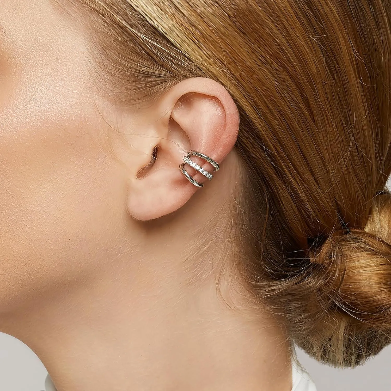 Ear Cuff Earrings for Women Non Piercing: 14k Gold/Silver Plated Clip on Earrings Stacks Fake Helix Cartilage Earrings Hypoallergenic Cubic Zirconia Cuff Chain Earrings for Non Pierced Ears