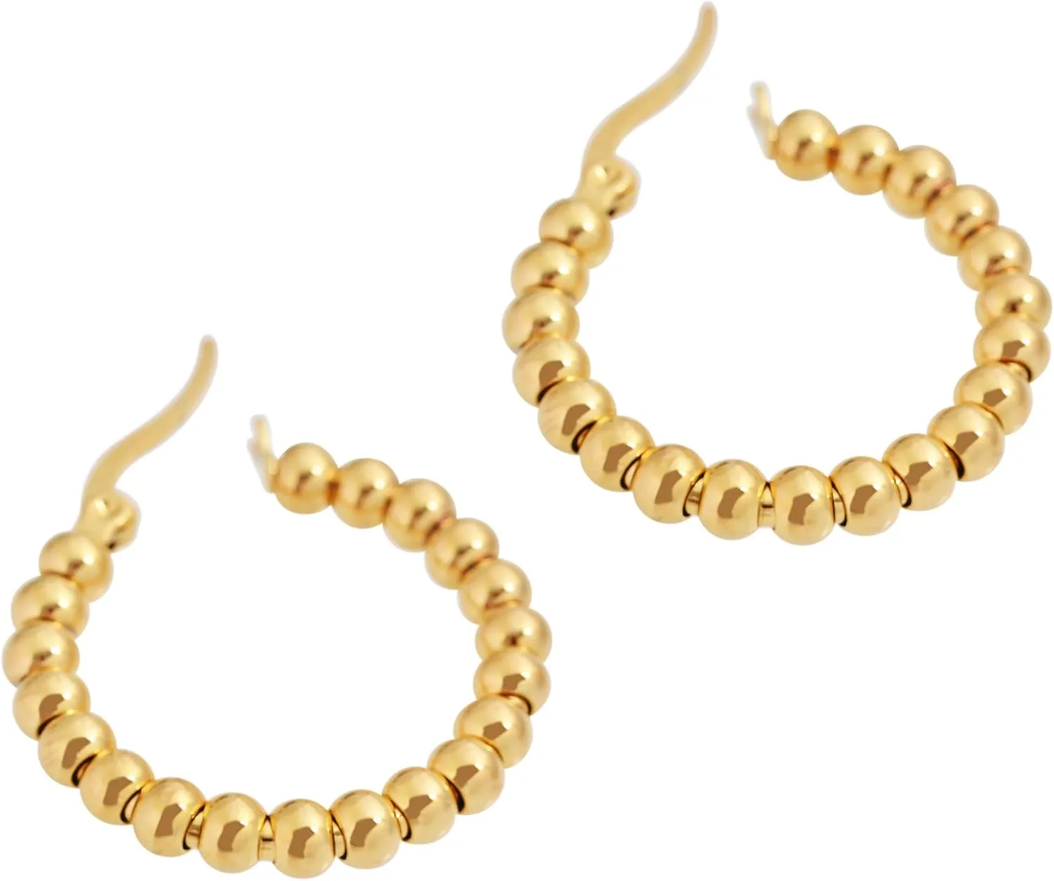 Edforce Stainless Steel Beads Hoop Earrings (27mm)