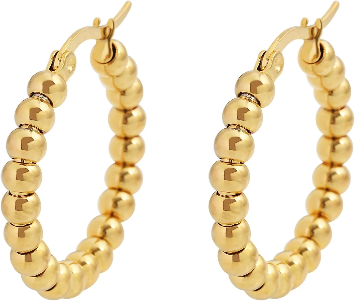 Edforce Stainless Steel Beads Hoop Earrings (27mm)