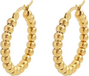 Edforce Stainless Steel Beads Hoop Earrings (27mm)