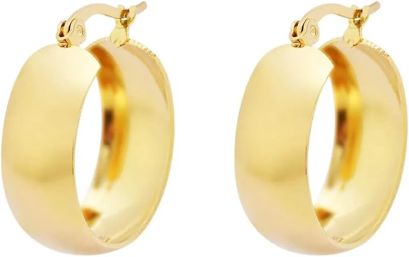 Edforce Stainless Steel Wide Large Rounded Hoop Earrings for Women
