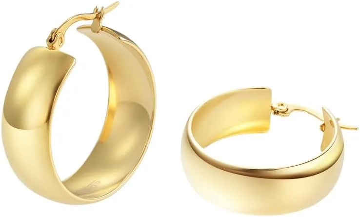 Edforce Stainless Steel Women's 10mm Width Square Edge Large Hoop Earrings