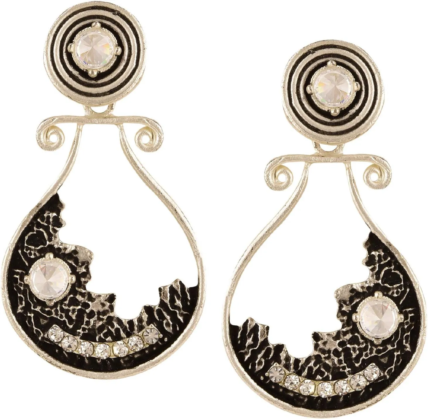 Efulgenz Boho Vintage Antique Ethnic Gypsy Tribal Indian Oxidized Silver Dangle Earrings Jewellery